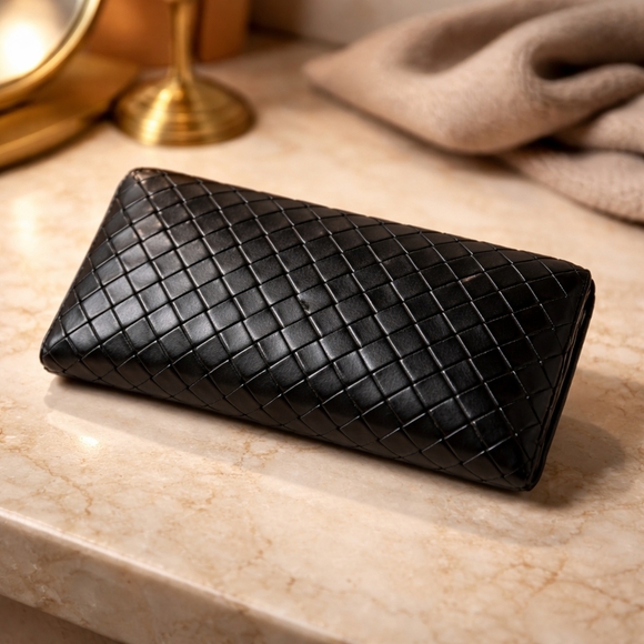 Bottega Veneta Handbags - Bottega Veneta Intrecciato Long Wallet Black